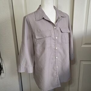 Croft & Barrow Taupe Striped Shirt
